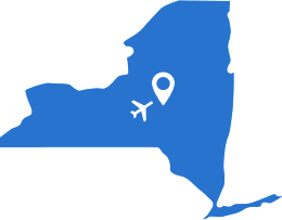 blue outline map of New York State